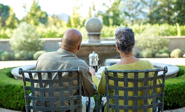 Couple eating at table